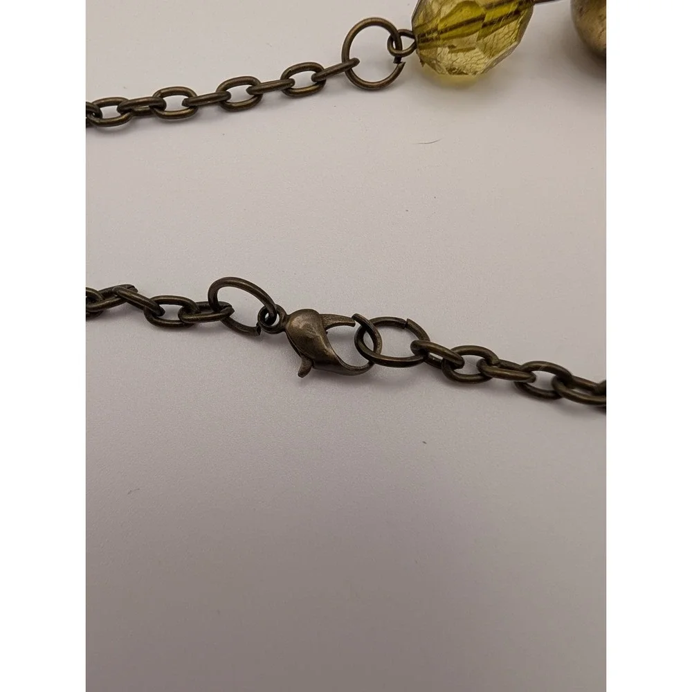 Vintage 90s Earth Tones Boho Statement Necklace In‎ Yellow Brown